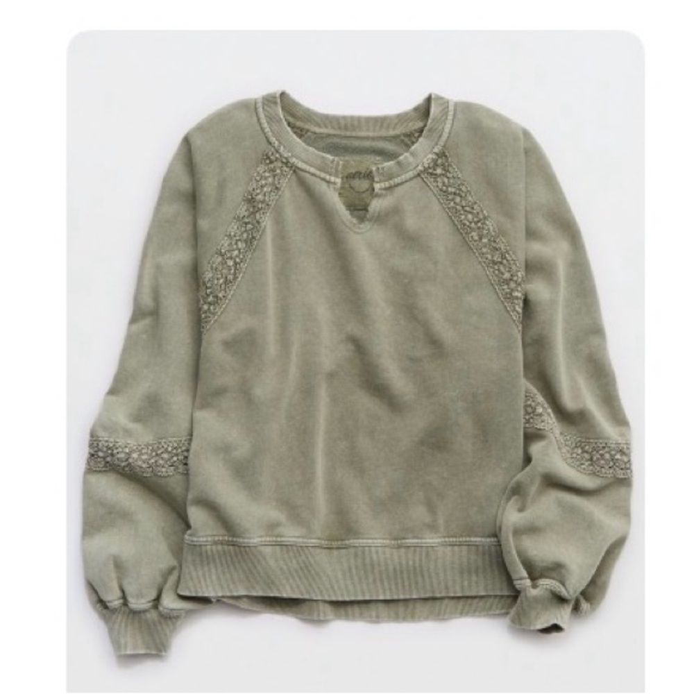 Aerie Hey Crochet Sweatshirt Medium